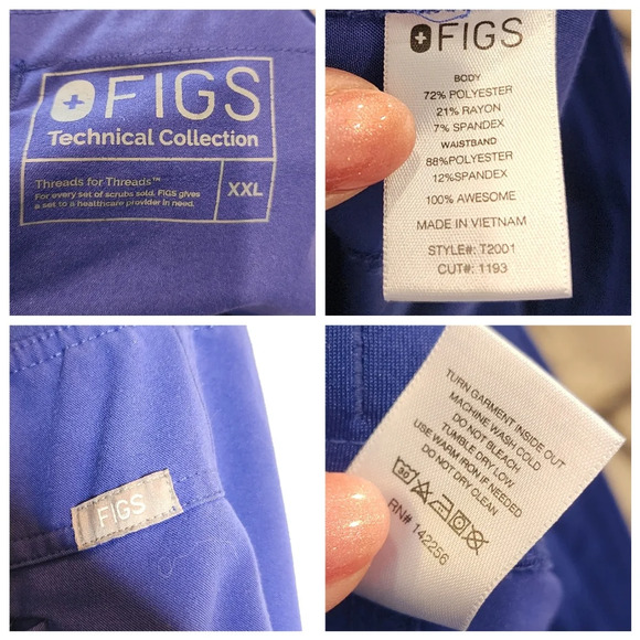 Figs 2 Piece Scrub Set Leon Three Pocket Top Axim Cargo Pants Men's Sz XXL Blue - Picture 6 of 16